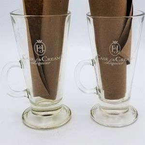 E and J Cask and Cream Liqueur Pedestal Glass Mugs